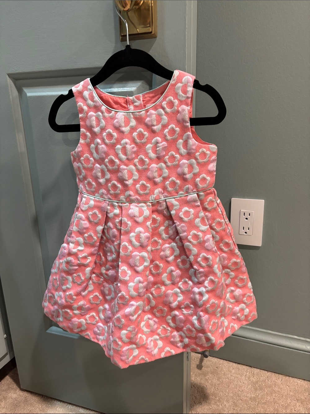 Cat & Jack Coral Pink Floral Jacquard Party Dress